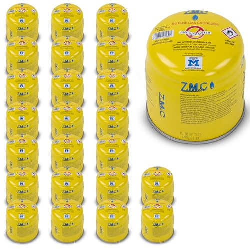 Z.M.C 24 x butangaspatroner 190 g typ C200 EN417, butan gaspatroner med säkerhetsventil, stickpatron gaspatron idealisk för gasbrännare, campingspis, avflamningsanordning, lödbrännare, gasspis