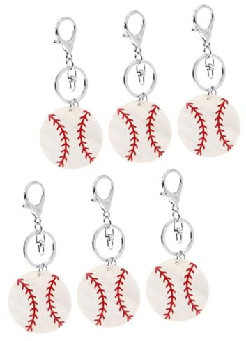 Toddmomy 6stücke Baseball-schlüsselanhänger Aus Robustem Material Mit Holzschläger- Leicht Und Tragbar Für Schlüsselmanagement Als Sport-