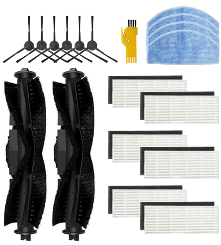 aotengou Kit d'accessoires pour aspirateur robot Tikom G8000 Pro G8000 Pièces de rechange 18 packs 2 brosses principales, 6 filtres, 6 brosses latérales, 4 serpillières