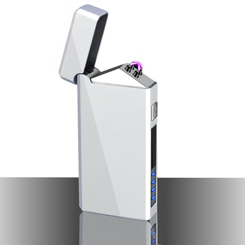 Hundopony Fathers Day Dad Gifts Lighter for Men USB Rechargeable Plasma Dual Arc Lighter for Candle Camping Women Accessoreie (White)