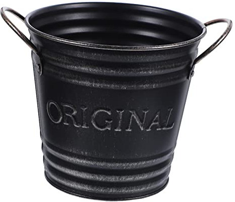 Yardwe Rustic Iron Flower Bucket Decor for Balcony Desktop Use Pitcher Vase for Flower Arrangement Plant Bucket Dried Styling