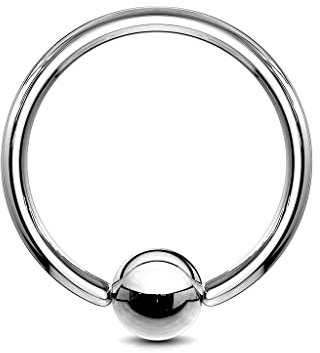 Paula & Fritz® Klemm-Ring Silber 1,2-mm Stark 10-mm Lang 3-mm Kugel Chirurgenstahl 316L Closure Ring Septum-Piercing Nasenring Augenbraue-n Ohr-Piercing