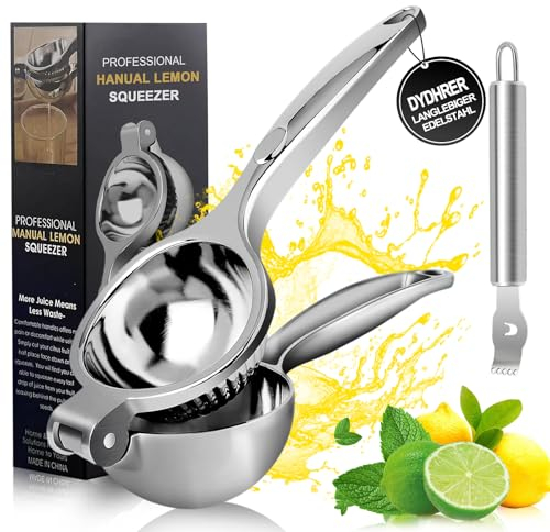 DYDHRER Exprimidor Manual de Limones y Naranjas Anticáustico - Incluye Rallador, 7cm de Diámetro para Cocina y Bar