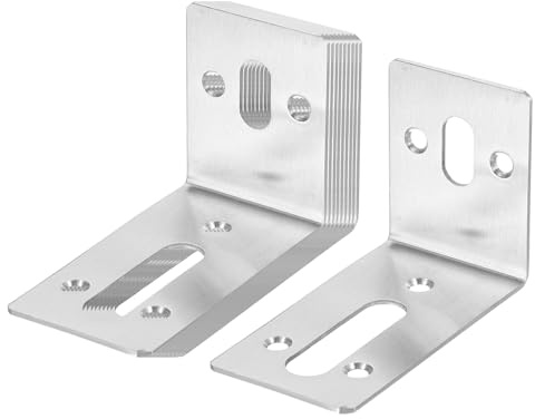 QUARKZMAN Soportes de Esquina en L Ajustables con Doble Ranura, Juego de 10 Piezas de 3.27x1.81x3.27 para Fijación de Ángulo Recto en Muebles (Plateado)