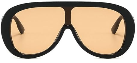 willochra Oversized Pilot Sunglasses Women Fashion Big Frame One Piece Sun Glasses Mask Goggle Trendy Metal Frame Oval Shades (ORANGE)