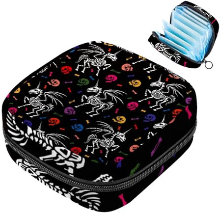 RODAILYCAY Damenbinden Aufbewahrungsbeutel für Damen, große Kapazität, Menstruationspad-Tasche, Totenkopf-Pferd, Menstruationstaschen, Tampon-Sammelhalter, Geldbörse