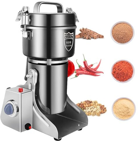 Commercial Machine,Grain Mill Electric, Commercial Grinder Cereals Pulverizer Spice Grinding Powder Machine Corn Flour Grinders for Dry Spices Seeds Herbs Grains Coffee Rice Pepper