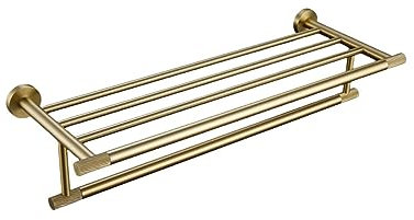 Moderno juego de accesorios de baño de latón moleteado dorado cepillado, incluye toallero, toallero, gancho para bata, soporte para papel higiénico, escobilla y estante, kit elegante y funcional para