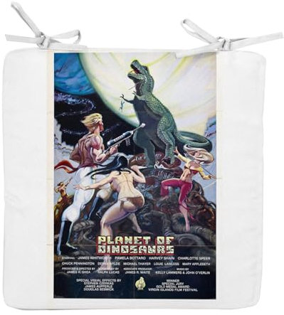 Fabulous Stuhlkissen, quadratisch, Planet of Dinosaurier, altes Filmposter, Retro, Kinoposter, Vintage, 40 cm – Stuhlkissen
