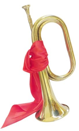 Trompeteninstrument Metall Signalhorn mit Kupfer und Stoff Gold | Blasinstrument für Auftritte und Bands, Komfortabler Griff, Leicht zu Handhaben, Kräftiger Klang