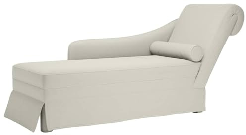 vidaXL Chaiselongue mit Nackenrolle und Rechter Armlehne Creme Samt, Recamiere, Loungesessel, Lounge Sofa, Lounge, Loungesofa, Wohnzimmersofa