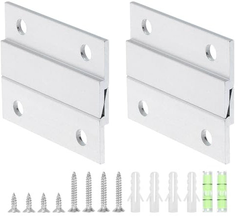 QUARKZMAN 2 Paire de Crochets de Suspensions pour Tableau à la Française, Clip en Z en Aluminium Robuste de 2 Pouces avec Support de Montage Mural Interlockant pour Accrocher Miroir