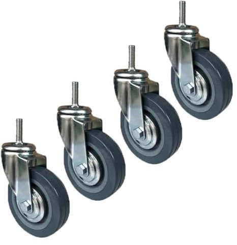 CHENYUOZ Bürostuhl Rollen, Hartbodenrollen, Robustes Lenkrollenrad mit M10/M12-Gewinde, Trolley-Möbelrolle mit Bremslastkapazität-M12(4 X Without Brakes,75mm(3in)-M12)