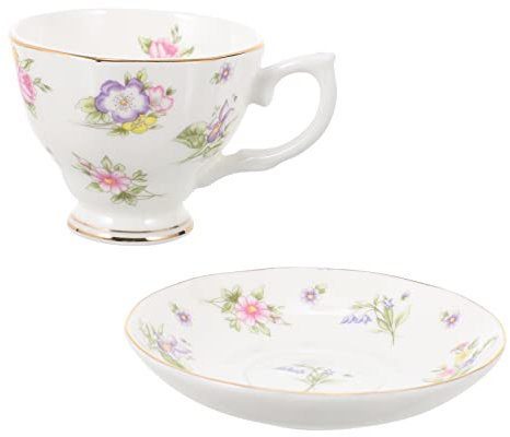 HOLIDYOYO Coffee Cup and Saucer Bone China Tea Cup Saucer for Afternoon Tea Dish Drainers Cute Mug for Friends Mug