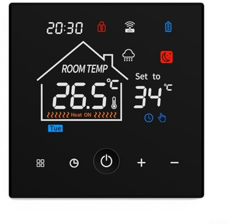 Thermostat intelligent Wi-Fi, pour thermostat intelligent Tuya - Thermostat d'ambiance - Thermostat mural WiFi programmable 7 jours - Écran tactile pour chauffage au sol