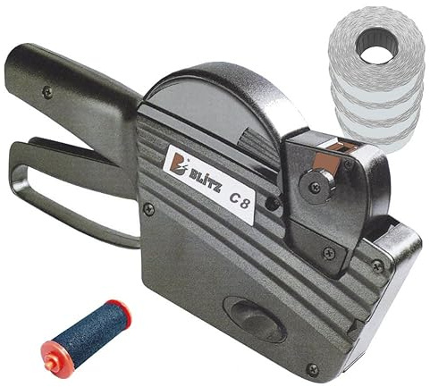 gebar - Auszeichner Set52 mit Blitz C8 Preisauszeichner plus 6.000 Etiketten 26x12 mm und 1 Farbrolle Preisetiketten