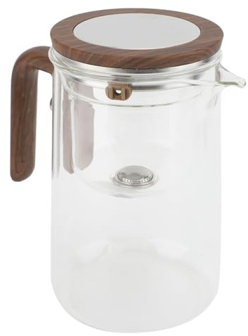 600 Ml Tekanna i Glas med Sil, Säkert Lock Magnetic Switc Vattenseparation Tekanna med Trähandtag, Klar Tekanna för Hemmarestaurang