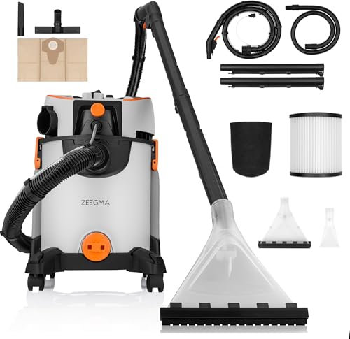 Zeegma Zonder Wash Aspirateur Laveur 1400W avec Filtre HEPA, Réservoir 4L, Fonction Soufflage, Accessoires Multiples pour Maison et Voiture