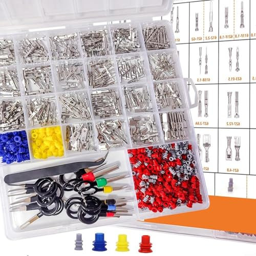Zeroupshop 660 PCS Car Electrical Wire Terminal Kit Pin Connector Set 1-6.3mm With Removal Tools And Waterproof Seals For Automotive Wiring