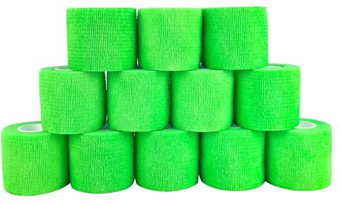 COMOmed bendaggio autoadesivo bendaggio elastico per articolazioni del polso, rullo per cani, bende animali 5 cm (verde chiaro, 12 rotoli)