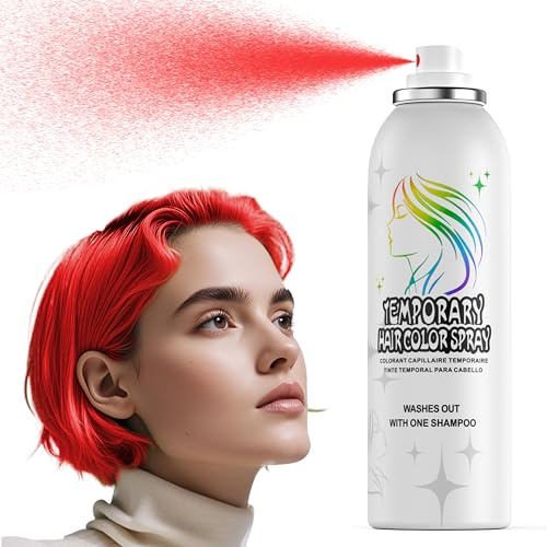Rotes Temporäres Haarfarbspray - Sanfte Formel, Waschbar & Nicht Klebrig | Sofortige Haarfarbe-Alternative für Erwachsene | Halloween, Kostüm, Party-Make-up, 150ml