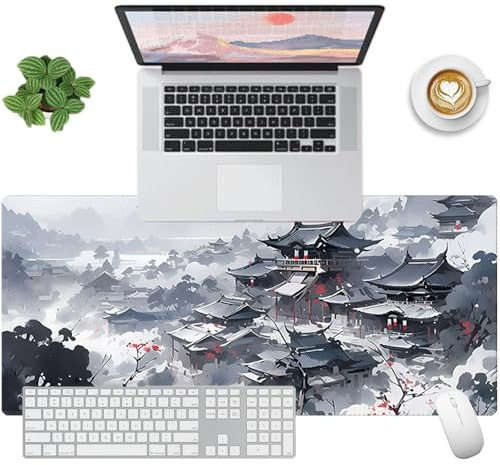 Tcdwla Mouse Pad XXL,Alfombrilla RatóN Gaming XXL, Alfombrilla Ordenador, Vade Escritorio, Arte de Pintura al óLeo, MontañAs y Amanecer, Mejora Precisión y Velocidad, Para Computadoras, PC (Blanco)