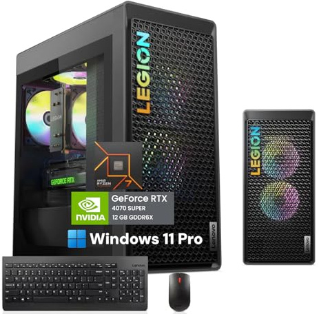Lenovo Legion Tower 5 Gen 8 Gaming Desktop PC, AMD Ryzen 7700 (fino a 5,30 GHz), NVIDIA RTX 4070 Ti Super 16GB GDDR6X, Wi Fi 6E, Bluetooth 5.3, Windows 11 Pro, Volume 26L, Grigio | 32 GB DDR5 + SSD da