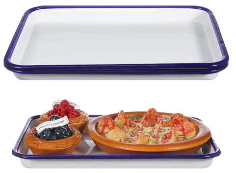 SOIMISS 2Pcs Enamel Baking Pan Rectangular Oven Tray for Baking Pizzas Crepes Desserts Easy to Clean Non Stick Kitchen Bakeware
