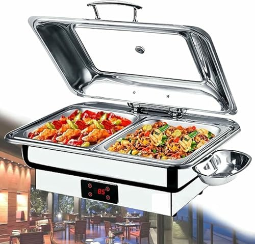 Chafing Dish Buffet, Warm Electric Hold Store Heater, Chafing Dish Set Heating Buffets Set in Warm Hold Stainless Steel for Buffet Festival Restaurant,Has (B)