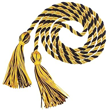 DOITOOL Graduierung Ehrenkordel Polyester Kordel mit Quasten für Bachelor Abschlussfeier Abschlusskleidung Gelb Schwarz Langlebig und Dekorativ für Schulabschluss und Party