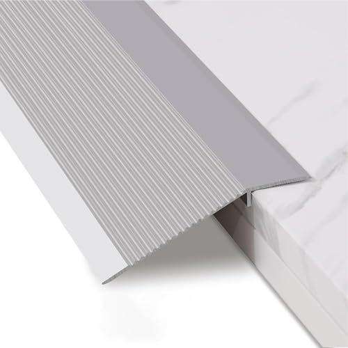 GOUZIBHD Övergångsprofil i aluminium, övergångsprofil, golvavdelningsremsa, tröskelremsa, övergångsremsa för kakel och laminat (färg: silver)