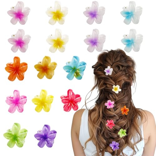 Bliceon 16 Stück Klein Blumen Haarklammer, Kleine Haarspangen Mädchen Damen, Mini Blumenklammern, Haarschmuck, Haarstyling, 4cm