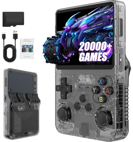 R36S Retro Handheld Games Console, 20,000+ Classic Games Portable Pocket Video Player with 3.5 Inch HD Screen, Open Source Linux System Screen for Teens and Adults (Black 64G)