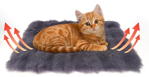 Zidoley Selbstwärmendes Katzenbett & Katzendecke, Flauschige Wärmedecke für Katzen und Hunde, Ohne Strom, rutschfest, Weich & Dick für Herbst Winter (50 * 70cm)