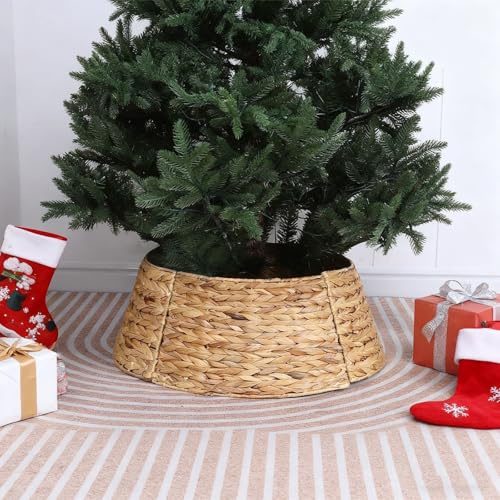 Odot Weihnachtsbaum Rock Rattan 120-150cm, Weihnachtsbaum Rock aus Rattan in Natur Farbe Abdeckung für Christbaumständer Korb Deko für Weihnachtsbaumständer (61 * 45 * 24cm,Natürlich)