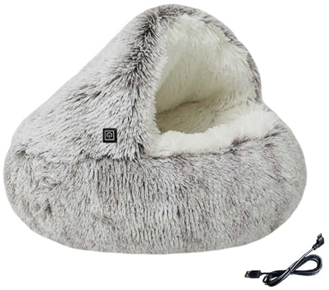Niche chauffante électrique pour chat - Igloo souple avec plaque chauffante - Tente de retrait confortable contre le froid - Idéale pour chatons seniors, lapins, chiots, à la maison, au travail, sur