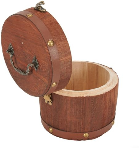 DAZZLEEX Boîte de rangement vintage en bois avec couvercle et loquet en métal, contenance de 1 L, pour feuilles de thé, grains de café, farine, sucre, épices, riz ou noix, portable et écologique