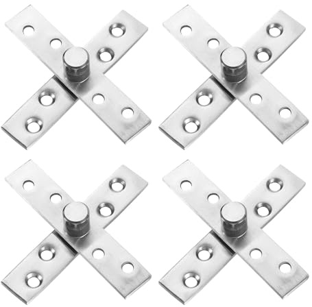 QUARKZMAN 4Pcs Cerniere A Perno Rotanti 360 Gradi, 95 x 18.5mm Perno Centrale In Acciaio Inox Cerniera Nascosta Per Ante Di Armadi Oscillanti Cucina Casa, Argento