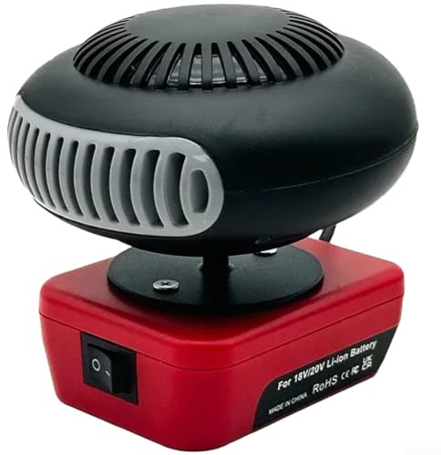 Feeshoppher Riscaldatore portatile alimentato a batteria Doppia modalità Riscaldatore di spazio ad aria calda e fredda con rotazione di 360 gradi, funzionamento a basso rumore, doppia porta di