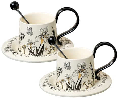 Woalopteda Caffè,per le Bevande con Motivo Floreale | Tazze da Caffè | Per Cappuccino, Latte, Cacao, Succo, Birra, Uso in Cucina, Bar, Ristorante, Casa, Occasioni come Compleanno e Natale