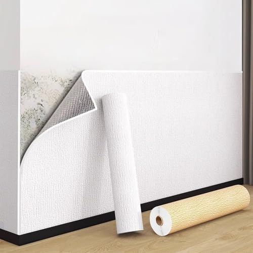 Papier Peint Isolant Thermique, Papier Peint Adhésif Mural Imperméable et Résistant à L'humidité Phonique pour la Protection et la Décoration Intérieure des Murs, Blanc(Beige,50x5000cm)