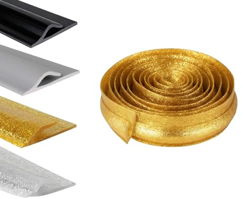 Bordo Di Finitura for Moquette In PVC Flessibile – Profilo Decorativo E Resistente for Uso Domestico E Commerciale(Gold,L:1.5m)