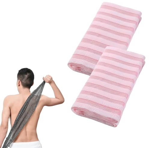 Serviette De Douche Exfoliante - Gommage Naturel en Fibre de Bambou et Charbon, erviette de douche exfoliante en fibres de bambou et charbon actif, Exfoliation Douce pour le Corps (roses),24 * 100cm