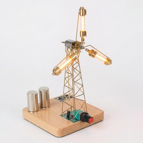 Metal Wire Windmill Lamp DIY Kit – Vintage Industrial Desk Light with Rotating Blades, Craft Assembly Set for Adults, Industrial Desktop Decoration