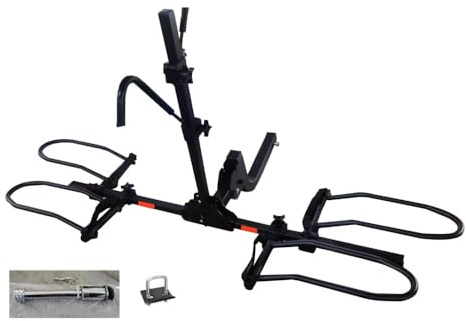 2-Bike Platform Hitch Rack, 180 LB Capacity Heavy-Duty Carrier | With Q235 Frame Folding Design for Cars/SUVs, Fits Vehicles, Fits Up to 5.5'' Tires, Includes Straps, Safety Lock, Reflectors