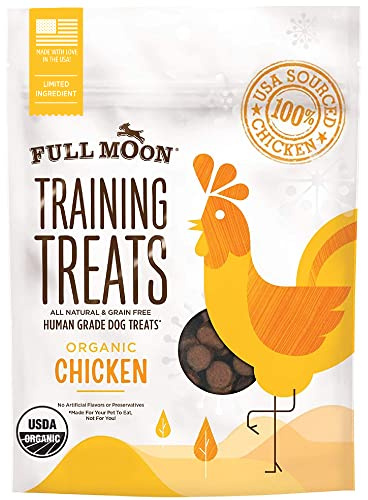 Full Moon USDA Organic Chicken Training Treats Healthy All Natural Dog Treats Human Grade 175 Treats 6 Ounce (Pack of 1)