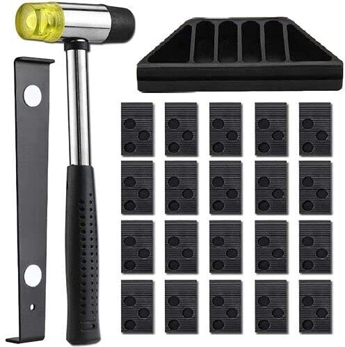 Wood Flooring Laminate Set - Installation Floor Fitting Kit, Wooden, Diy Hand Tool, For Home & Heavy Duty Work | Double Sided, Rubber Mallet | Robust Tapping Block, Pull Bar