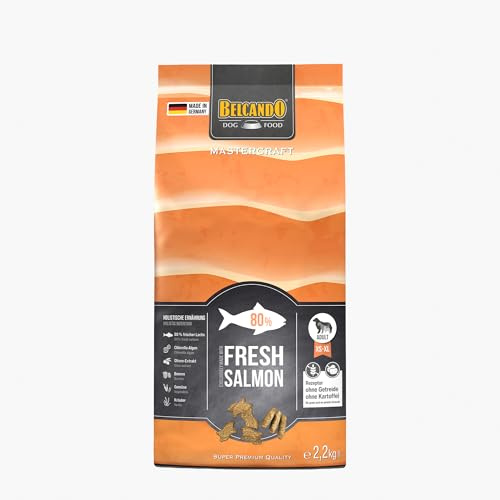 BELCANDO MASTERCRAFT Hundefutter trocken Fresh Salmon, 2,2kg, Trockenfutter für Hunde mit Lachs, 80% Frischfleisch, getreidefrei, für alle Rassen, Made in Germany