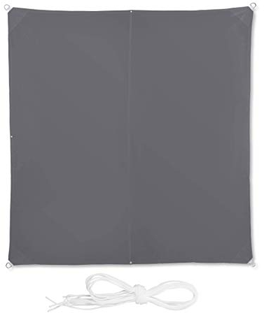 Relaxdays Auvent carré, hydrofuge, protection UV, avec cordes de tension, terrasse, voile de balcon LxP : 3 x 3 m, gris
