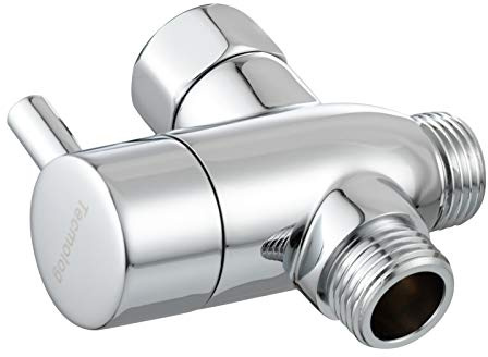 Tecmolog G1/2 Shower Head Diverter Valve Brass 3 Way Shower Diverter with Shut Off for Hand Shower and Fixed Spray Head Chrome, DSF012